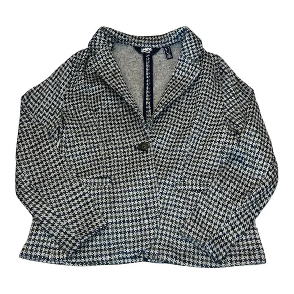 Lands' End Green and Blue Houndstooth Blazer Classic Notched Lapel - Picture 4 of 13